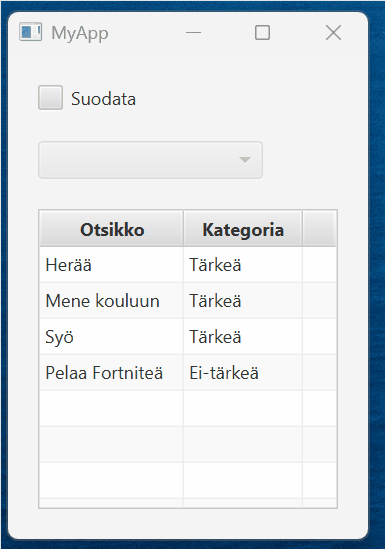 Suodatettu näkymä